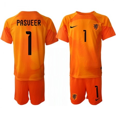 Camisetas Países Bajos Remko Pasveer 1 Segunda Portero Copa Mundial 2022 - Niño (+ Pantalones)